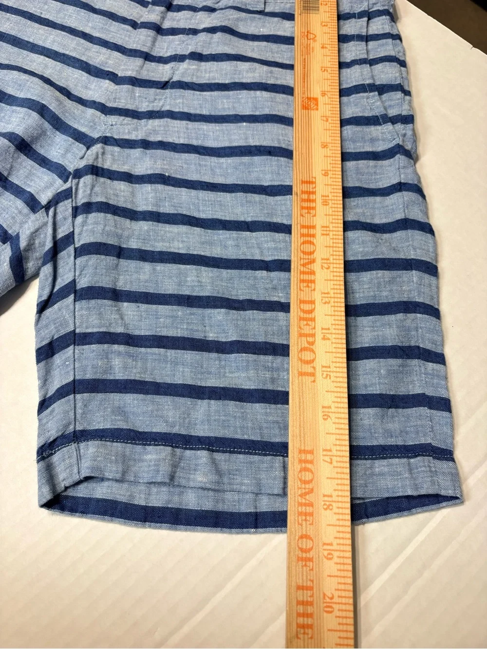 Men's J. Crew‎ Stanton Baird McNutt Irish Linen Blue Striped Casual Shorts 31
